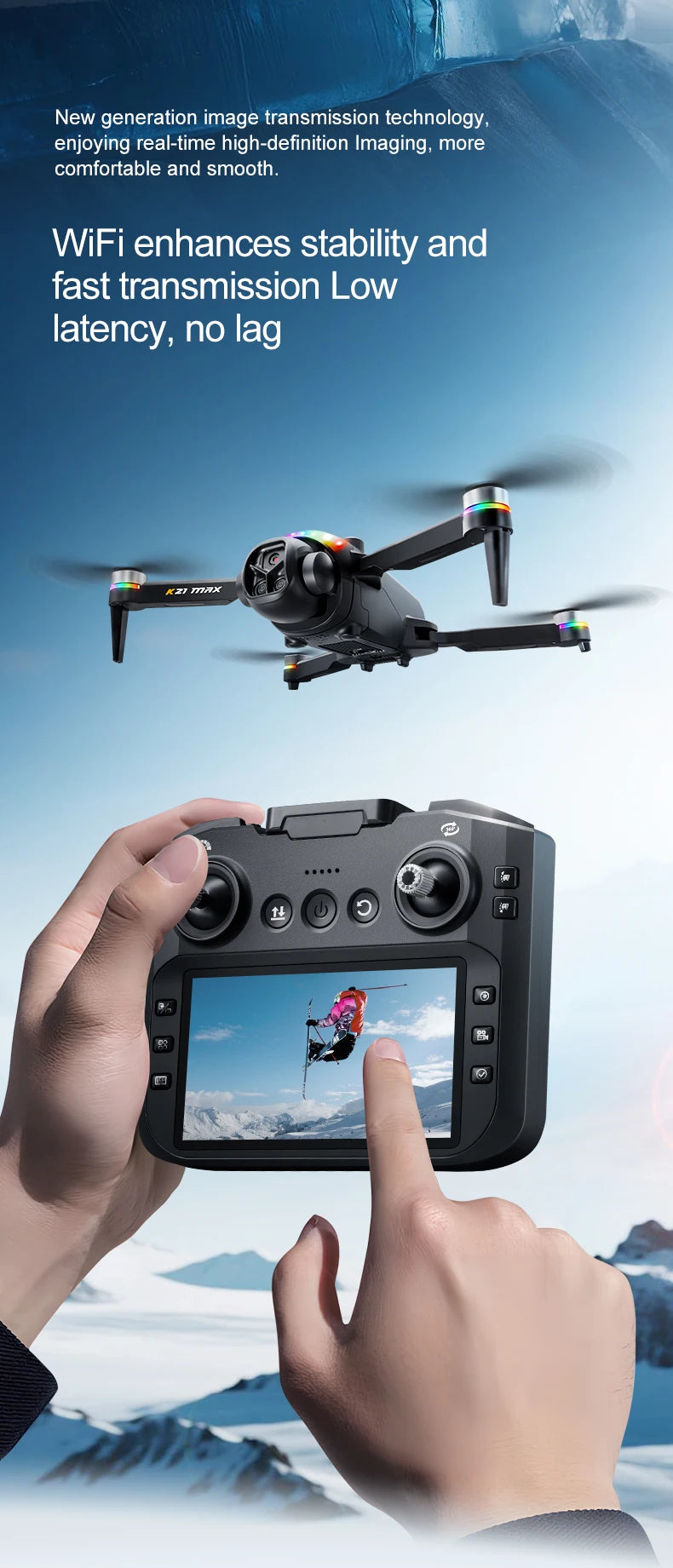 Outdoor Aerial Drone Electric Dual Camera 90° 120° Wide Angle HDR Video Gesture Photo Video Dual Camera Switch HD Large Screen RC Drone
