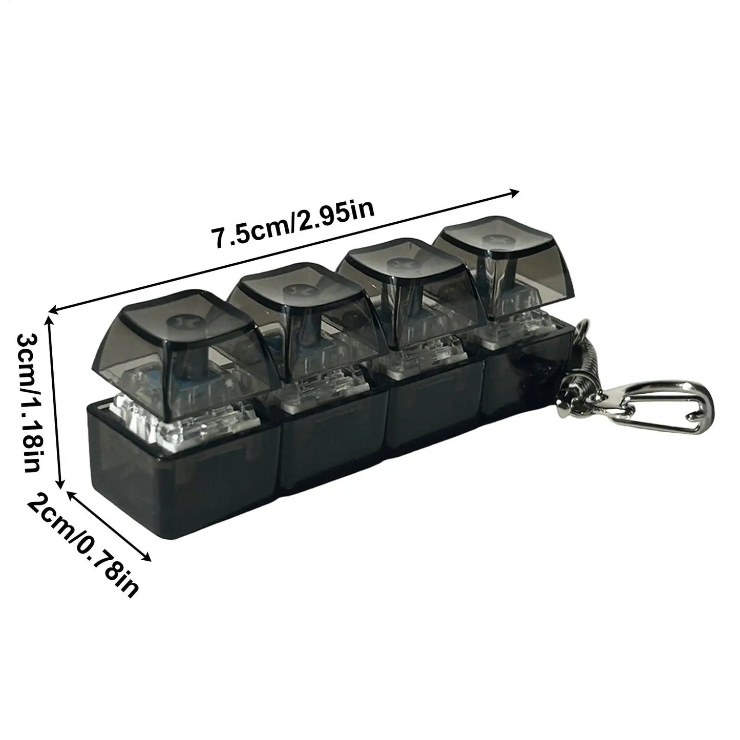 LED Keyboard Keychain Fidget Toys Crystal Clicker Sensory Toy for Stress Relief Keyboard Keychain Fidget Gadget for Adults Kids