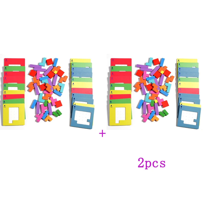 3D Puzzle Two-person Interactive Desktop Game Tangram Math Toys Building Blocks Board Color Shape For Kids Gifts