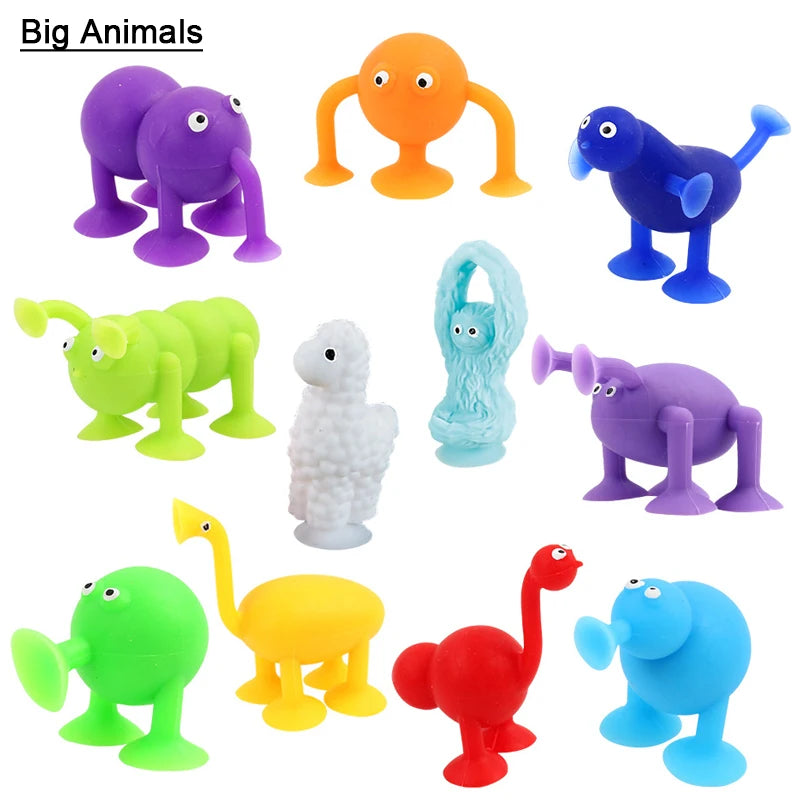 30pcs Pop Little Suckers Assembled Sucker Suction Cup Mini Monster Sucker Capsule Model Building Block Toys Cartoon Animal