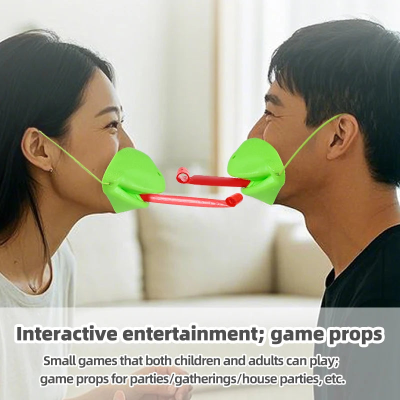 Frog Chameleon Lizard Mouth Mask Kids Toy Board Game Blow Activated Tongue Blow Catch Game Interactive Educational Game Prop