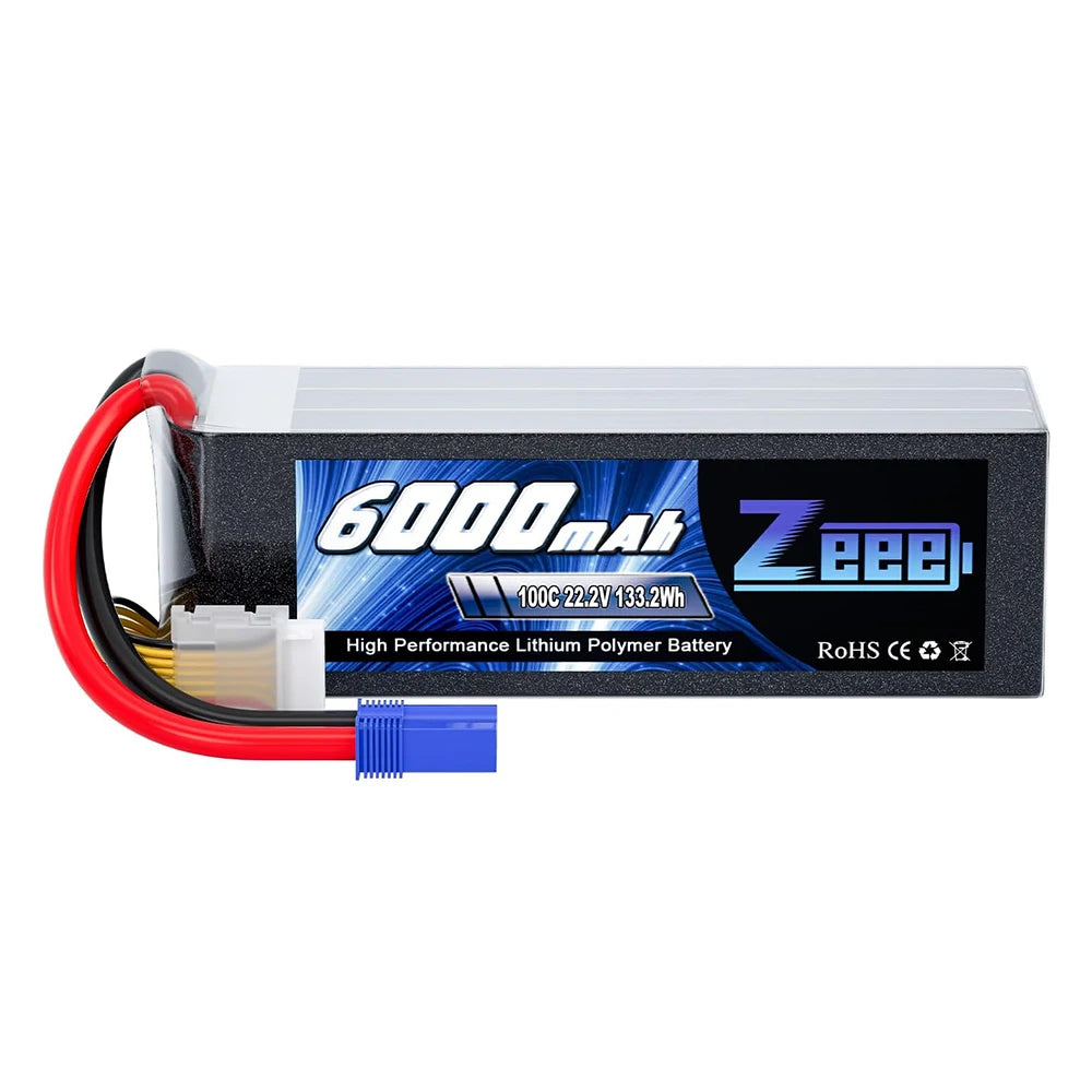 Zeee 6S 6000mAh Lipo Battery 22.2V 100C Softcase with EC5 Plug Lipo Battery for RC Car RC Airplane RC Helicopter RC Model Parts