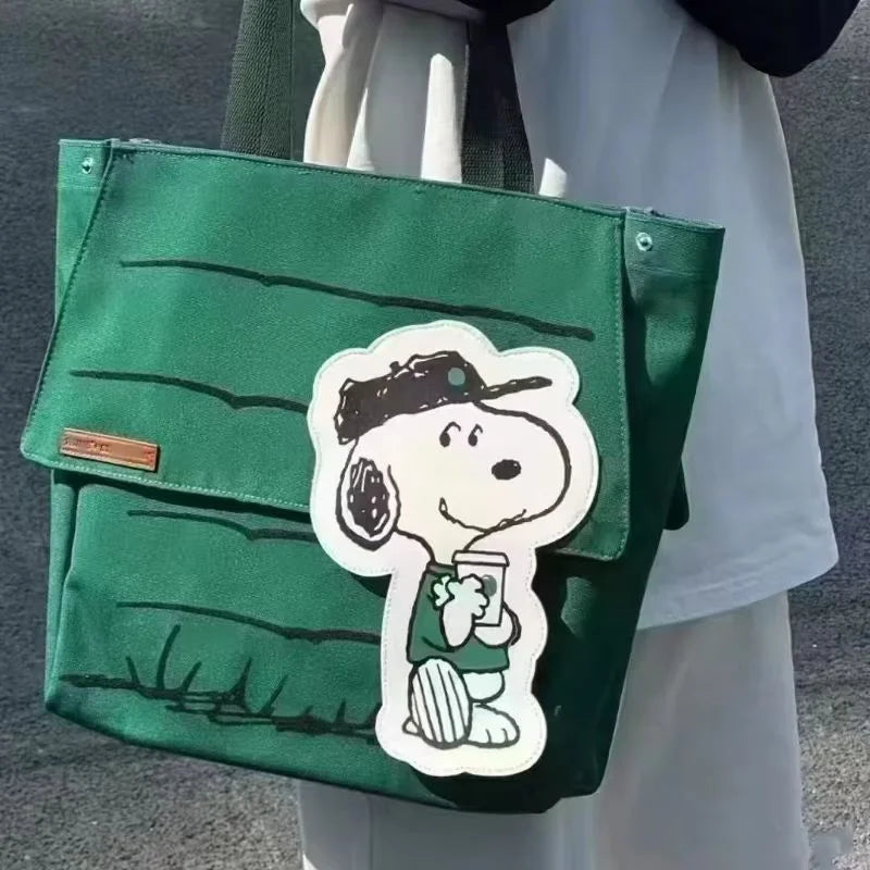 Snoopy 2026 New Canvas Tote Shoulder Bag Printed Large Capacity Casual Lazy Style Small Fresh Girls Travel Daily New Year Gift