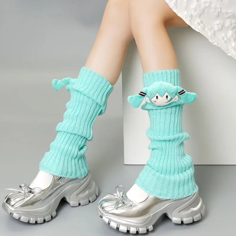 Hatsune Miku Crew Neck Socks Cute Kawaii Vocaloid Anime Printed Cotton Stockings Tube Socks Over the Knee Socks Girls Fan Gift