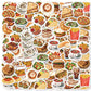 46pcs Burger, Pizza, Coffee American Food Theme Stickers Decorated Notebook Water Bottle Diary Classic Toy Scrapbook DIY Decal