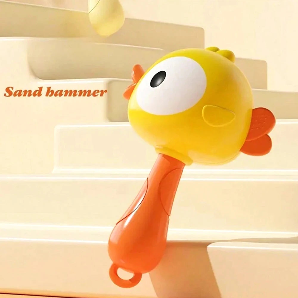Cartoon Rattle, Newborn Sensory Grasp Toy, Chew-Safe Early Ed Handbell for Xmas & Bday Gifts