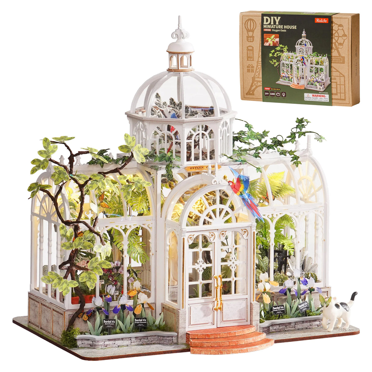 Rolife Wooden Dollhouse 3D Puzzle Oxygen Oasis DIY Craft Kit with LED Light for Home Decor Brain Teasers Jigsaw Toys Holiday Gift for Adults Girls