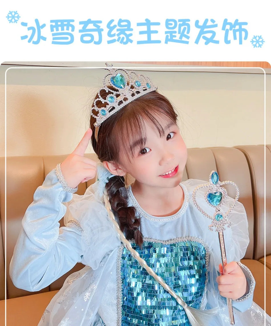 6pcs Rhinestone Tiara Crown and Magic Wand With Glitter Crystal Head Hoop Jewelry Hair Accessories For Girls Teens Birthday Gift