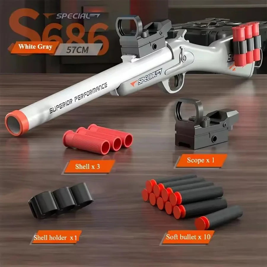 Mini S686 Rifle Shell Ejection Toy Gun Soft Bullet Manually Loaded Outdoor Sports CS Shooting Game for Children Boys Gift