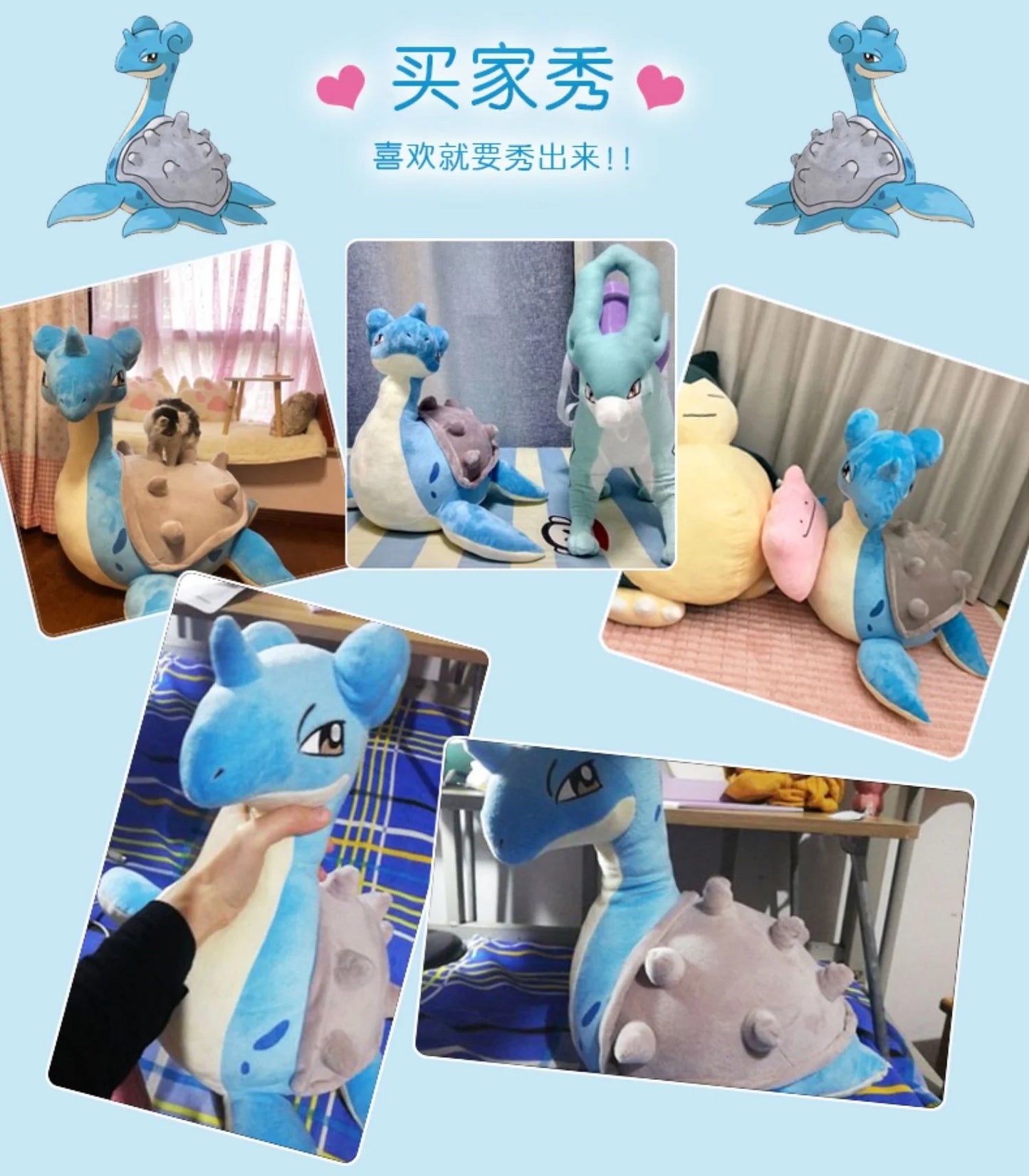 100CM Large Size Pokemon Lapras Anime Plush Toy Doll Cute Stuffed Plushies Pillow Kawaii 38cm Decor Ornament for Christmas Gift