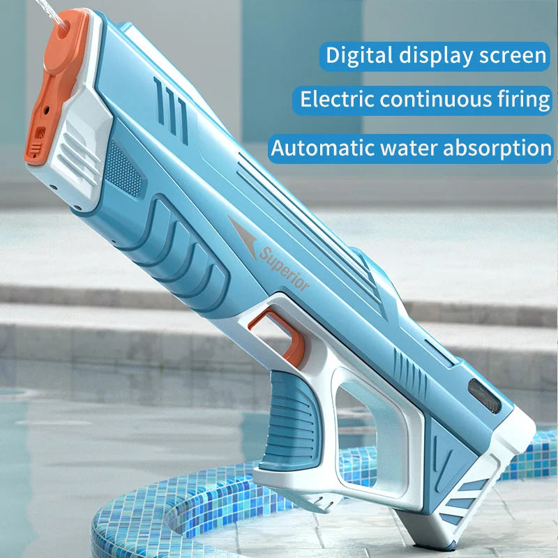 Battery Level Display Children Electric Water Gun Automatic Water Absorption Squirt Guns Summer Outdoor Pool Games Toys for Kids