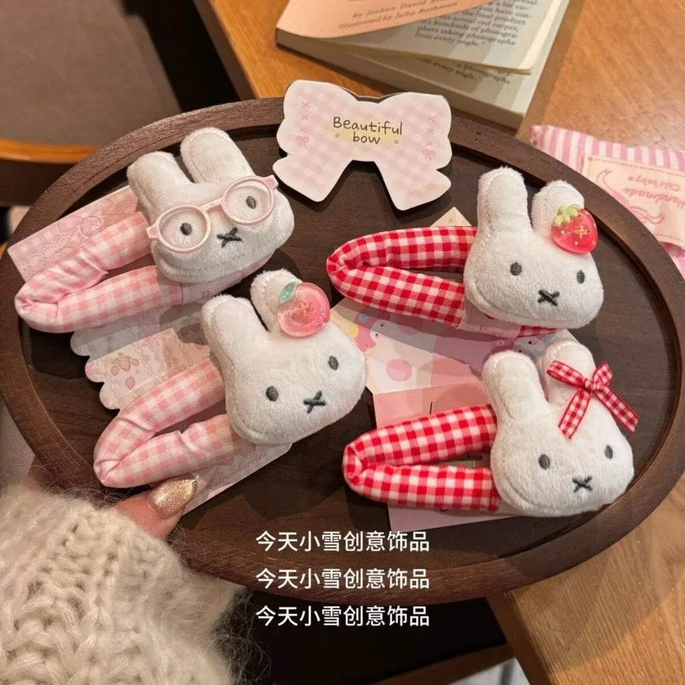 4pcs Kawaii Miffy Rabbit BB Clip Cute Cartoon Girli Hair Side Clip Student Daily School Wear Hair Styling Accessory Gift Toys