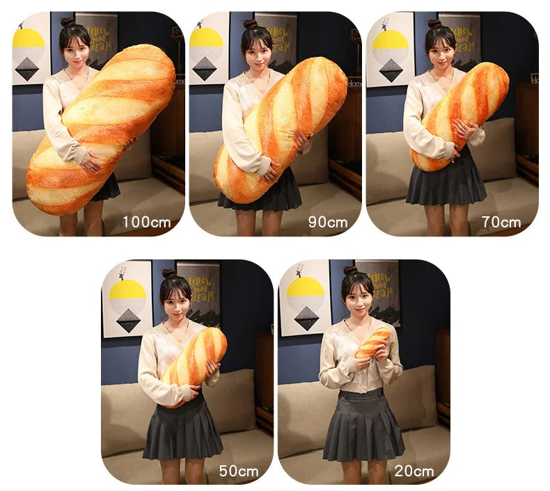 1pc 20~100cm French Bread Plush Pillow Stuffed Printing Images Food Plushie Peluche Party Prop Decor Sleeping Companion Man Gift