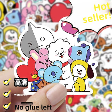 BT21 cartoon cute 50pcs stickers kawaii for boys and girls fans support merchandise DIY decoration anime merchandise wholesale