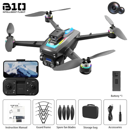 New B10S Drone 8K Professional HD Dual Camera Brushless Obstacle Avoidance Aerial Photography Foldable Quadcopter Toys Gifts