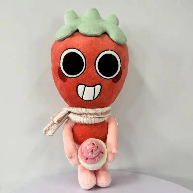 35cm D-Dandys W-World Sprout Deluxe Strawberry Cartoon Plush Toy Cute Soft Stuffed Doll With Cupcake Game Fans Home Decor Gifts