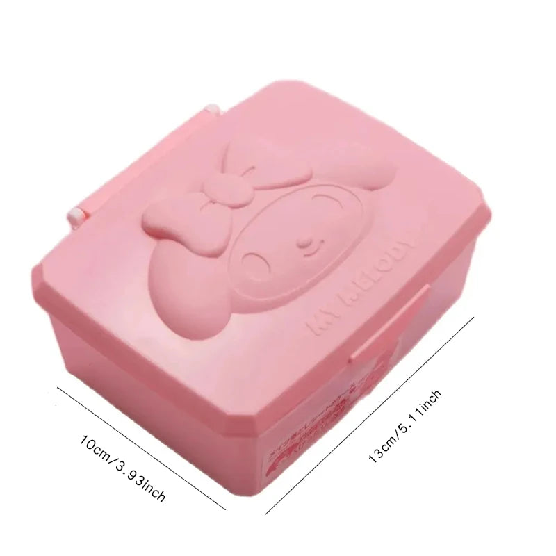 Sanrio Hello Kitty Melody Storage Box Cartoon Kt Cat Flip Cover Cotton Swabs Cotton Pads Stationery Organisation Boxs Gifts