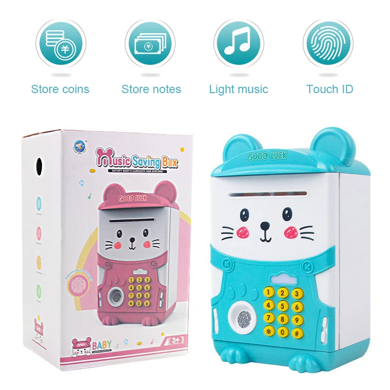 NEW Cartoon ATM Cash Saving Box Money Bank Toy For Kids Electronic Large Money Box Savings Password Digital Fingerprint Unlock