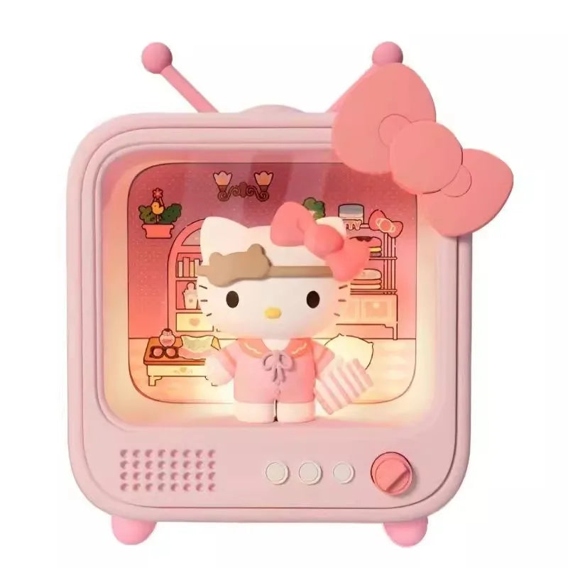 kawaii Sanrio Character TV Channel Series Luminous Night Light Toys Anime Kuromi Cinnamoroll HelloKitty Girls Desktop Ornaments