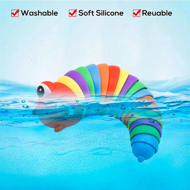 Novelty Flexible Fingertip Sensory Emulation Worm Toy Children Antistress Squirming Slug Gift Decompression Cute Rainbow Slug