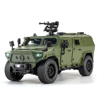 1:18 Dongfeng M-Terrain Alloy Car Toys Miniature Model Diecast Military Vehicle Sound Light Pull Back Doors Opened Kid Xmas Gift