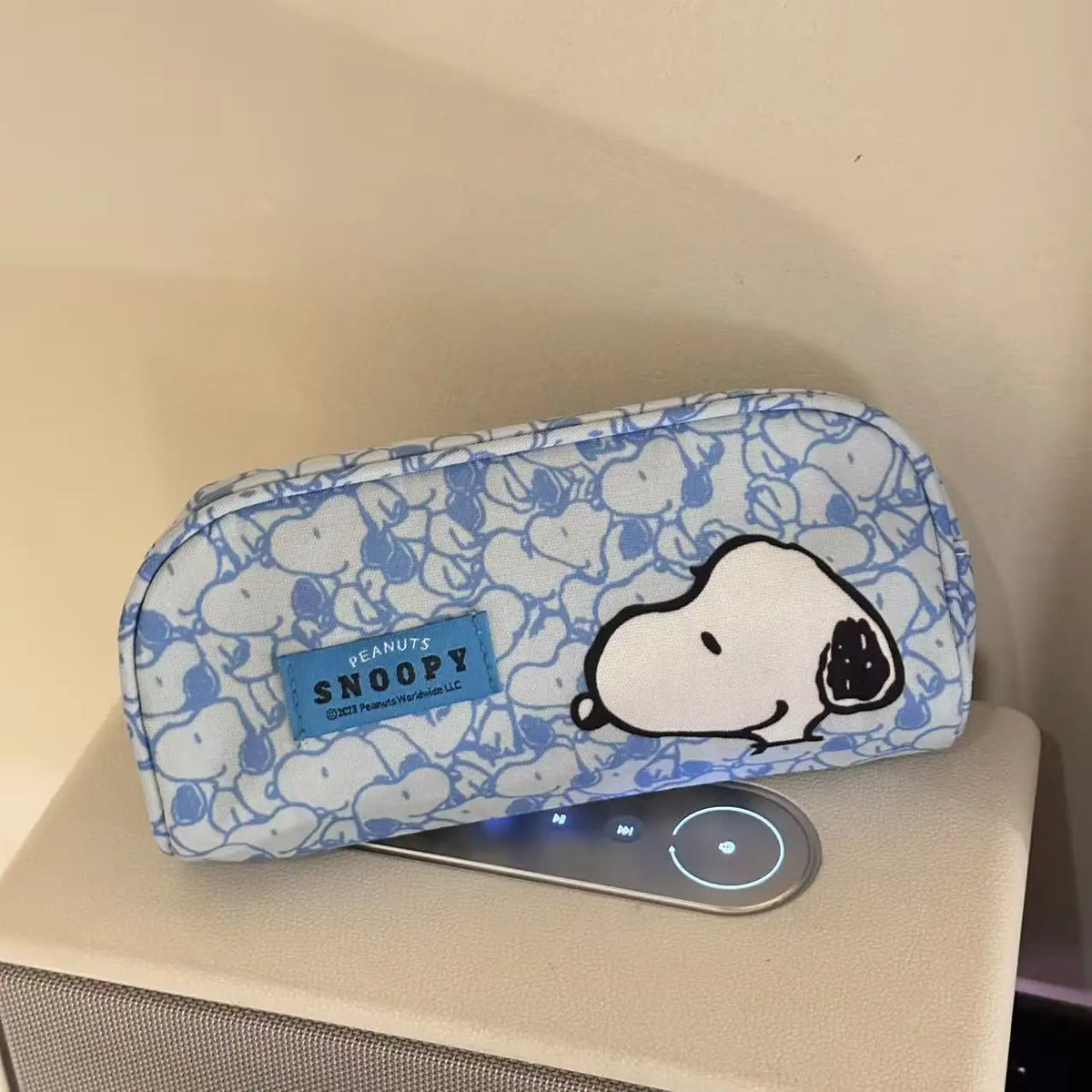 New Snoopy Pencil Case With Bone Pulling Makeup Bag Minimalist Blue Cartoon Travel Makeup Storage Bag Birthday Present