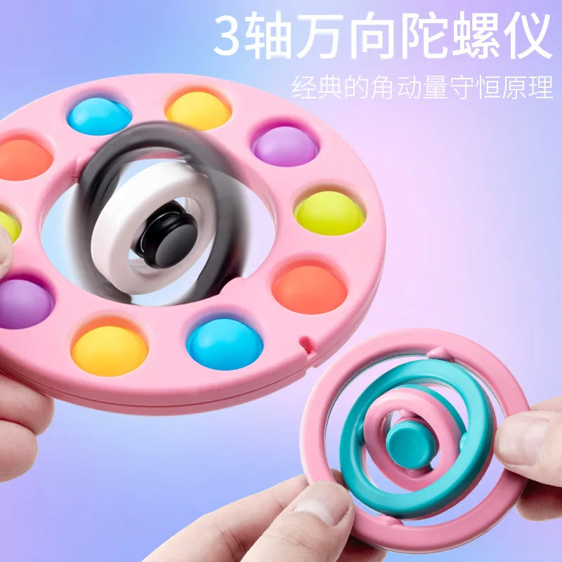 Bubble Wheel Fidget Spinner Flip 3D Adult Manual Rotation and Pressing Bubble Stress Relieving Toy Children's Sensory Gyroscope