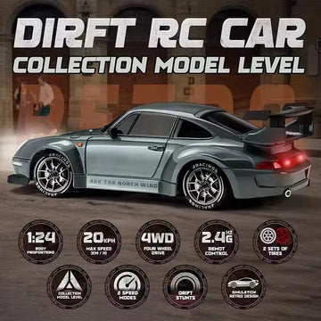 4WD Remote Control Drift Car Full Size 1:24 Mini Remote Control Racing Car Model 2.4G Radio High Speed 4X4 RC Car Vehicle Toy