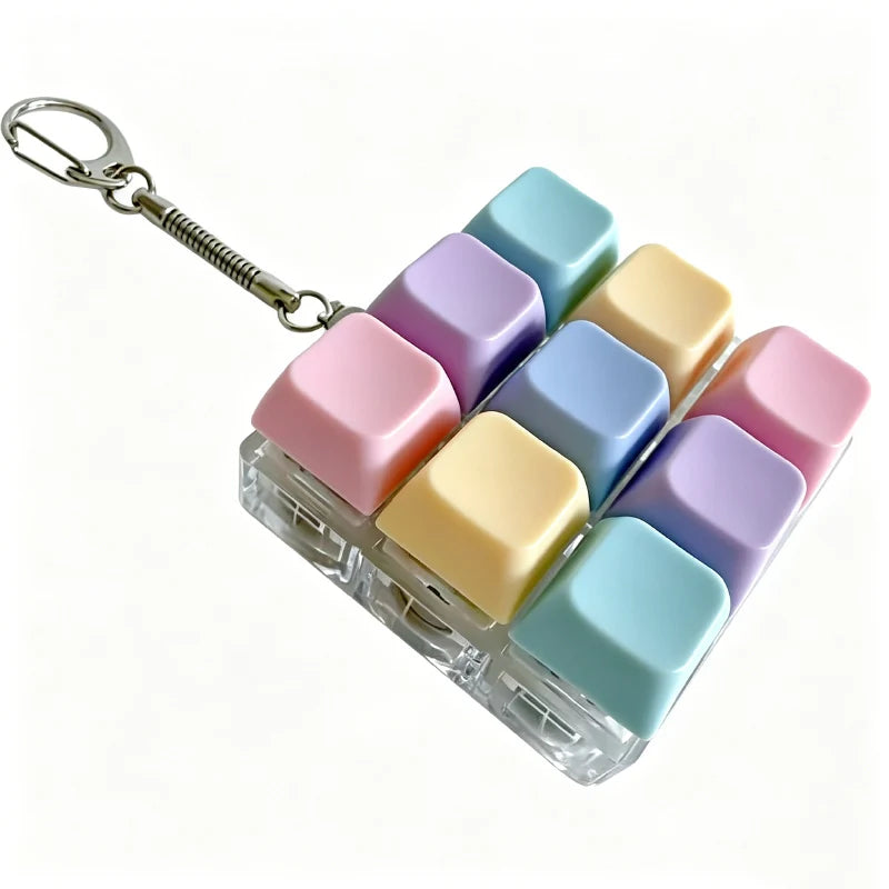 Fidget Toy Nine-key Keyboard Keychain Button Fidget Gifts for Adults to Relieve Stress Can Be Assembled Freely No Light