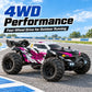 ZNLYRION 4WD Brushless RC Off-Road Monster Truck 2.4GHz 3-Speed Adjustable Remote Control Car with LED Headlights, All Terrain Big Tire Hobby RC Vehicle 2 Rechargeable Batteries RTR Toy for Adults Teens