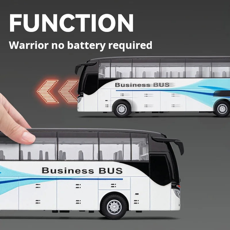 1:30 Realic Alloy Luxury Bus Simulation Tourist Bus Original Car Paint Model Car Sound and Light Durable Boys' Gift