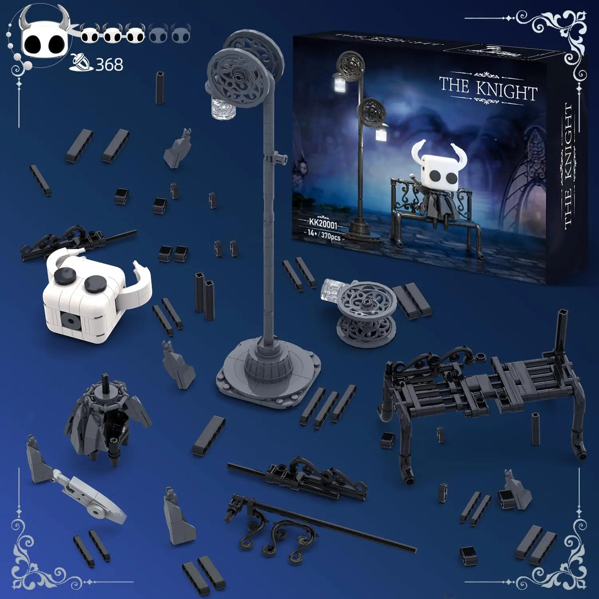 370PCS Hollowed Knight Building Blocks Ghost Set Street Lighting Model Bricks Desktop Ornaments Kids Educational DIY Toys Gifts