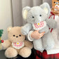 New Running Bear Plush Toys Cartoon Rabbit 40cm Stuffed Animal Stuffed with Bib Running Animal Kids