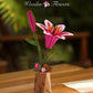 Rolife Artificial Flower Wooden 3D Puzzle Pink Lily DIY Flower Bouquet Model Building Kit for Home Decor Mother's Day Valentine's Day Gift for Mother Lover