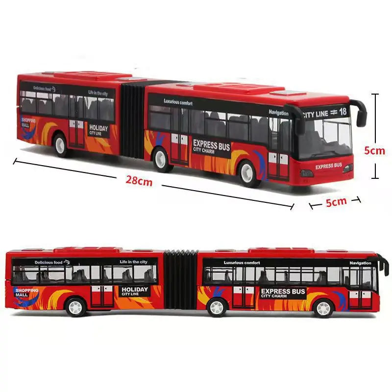 Double Section City Bus Toy Simulation Pull Back Vehicle Model  Play Car Multiple Color Options For  Collection