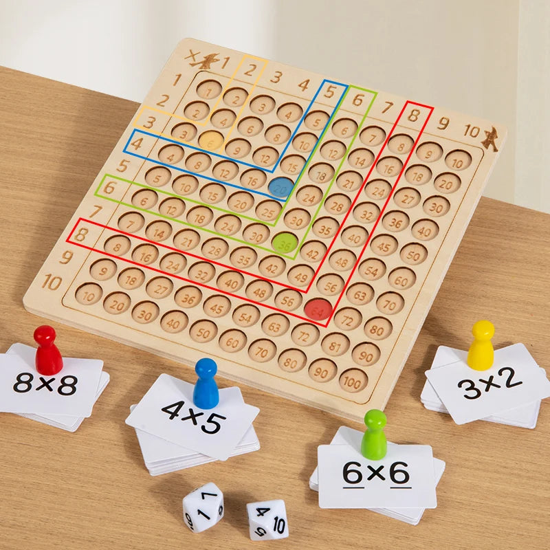 Wooden 99 Multiplication Board Montessori Arithmetic Toys Multiplication Table Math Learning Counting Teaching Aids for Kids