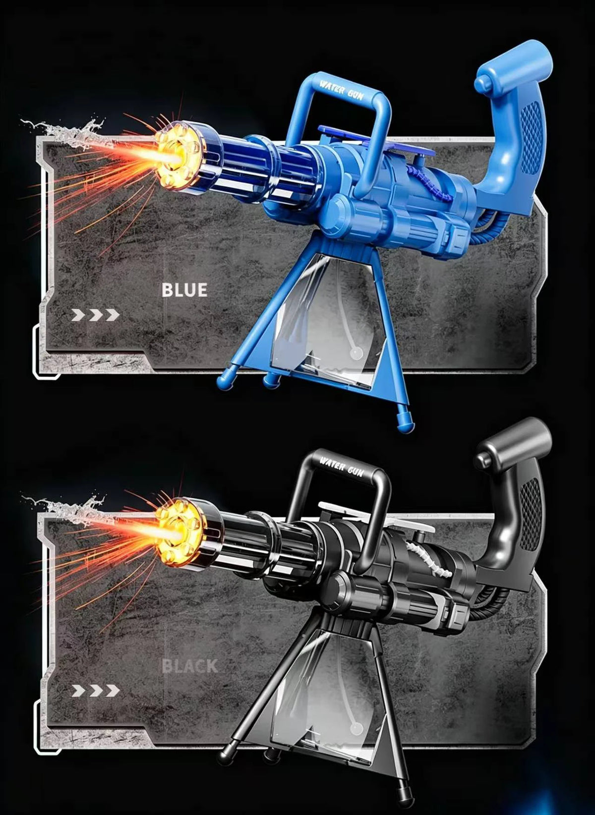 Gatling Rotating Electric Water Gun with Light-Up High Speed Continuous Shooting Powerful Water Blaster Summer Outdoor Toy
