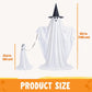 2Pcs Outdoor Halloween Decorations 55" Standing Ghost and 23" Dog Ghost Cute Set with Warm White LED Lights 8 Lightng Modes & Timer for Yard Lawn Party Favors and Halloween Decor Outside Indoor