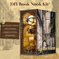 Book Nook Kit Maker's Workshop DIY Wooden Puzzle Balloon Studio Ship Bookshelf Dollhouse Model Bookend Building Home Deco