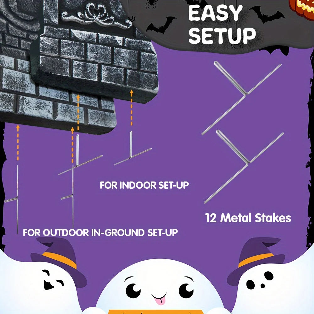 17'' Foam RIP Graveyard Tombstones Halloween Halloween Tombstones Outdoor Decorations for Graves Decorations with 12 Metal Stakes for Cemetery Yard Lawn Party Decor
