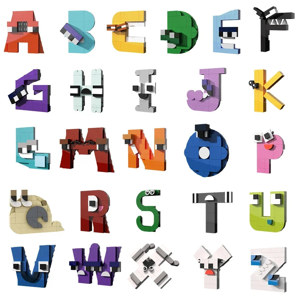 MOC 931PCS Letters Lore A-Z 26 English Alphabet Numbers Letters Building Blocks Set Legend Letters Education Bricks Kids Toys