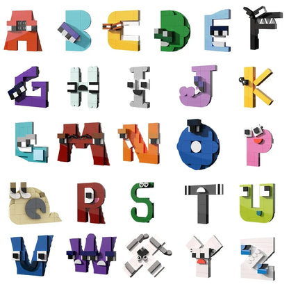 MOC 931PCS Letters Lore A-Z 26 English Alphabet Numbers Letters Building Blocks Set Legend Letters Education Bricks Kids Toys