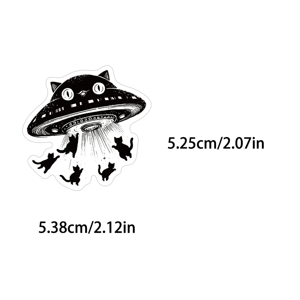 50PCS Dreamy Mysterious Star Black Cat Sticker Creative Aesthetic Art Collection Decoration Computer Guitar Scrapbook Gift Decor
