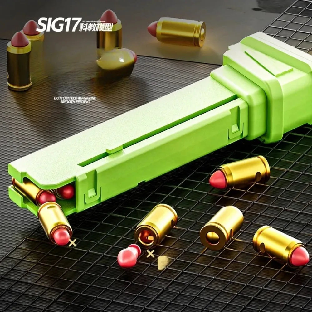 Continuous Firing Building Block Toy Gun Shell Throwing  Airsoft Blowback Empty Hanging Pistol Outdoor CS Weapon for Boys Adult