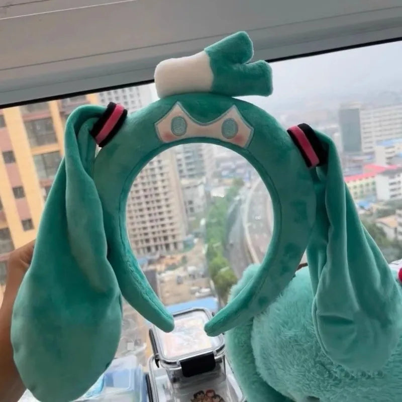 Cute Cartoon Hatsune Miku Super Cute Plush Headband Face Wash Yoga Hairpin Photo Cosplay Props Friend Gift Toy