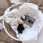 Fashion Mini 10CM Black Dress Hello Kitty Plush Doll Keyring  Long Legs Pearl Bow KT Heart  Bag Charm Cute Stuffed Pendant Decor