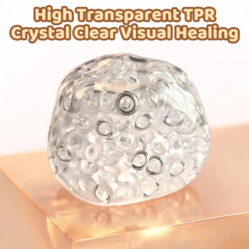 ASMR Crunch Squishy Ball Clear Ice Bead Squeeze Fidget Toy Super Soft Mochi Sensory Stress Relief Squeezing Ball Anti‑Stress Toy