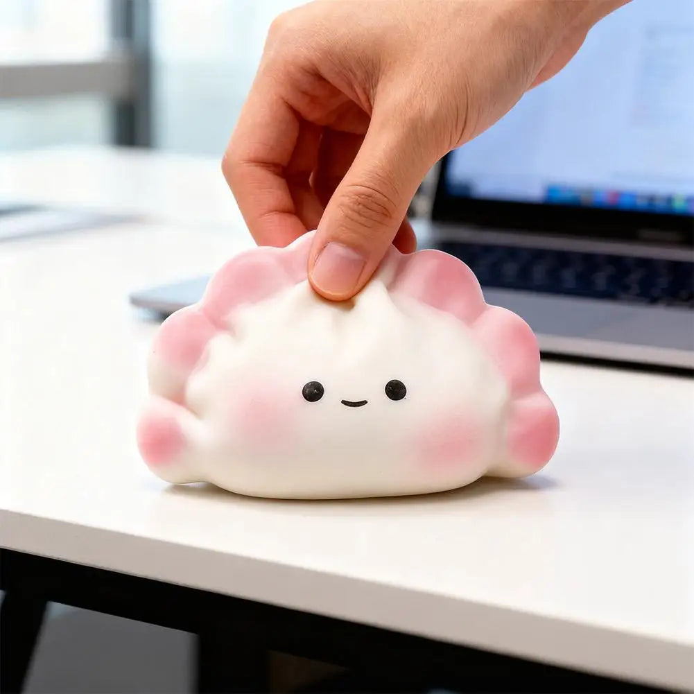 Cute Dumpling Squishies Slow Rising Fidget Sensory Toy Kawaii Steam Bun Stress Relief Squeeze Toy for Kids Adults Gift