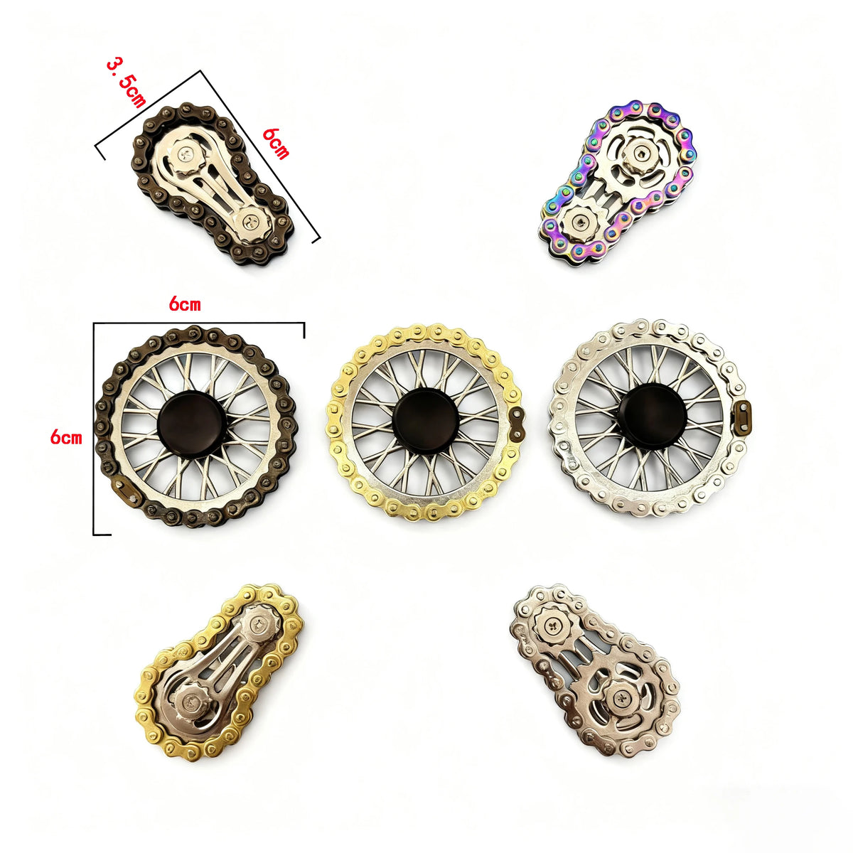 Metal Sprockets Flywheel Gear Fingertip Gyro Fidgeting Spinner Antistress Anxiety Bike Chains Spinner Fidget Toys for Adult Kids