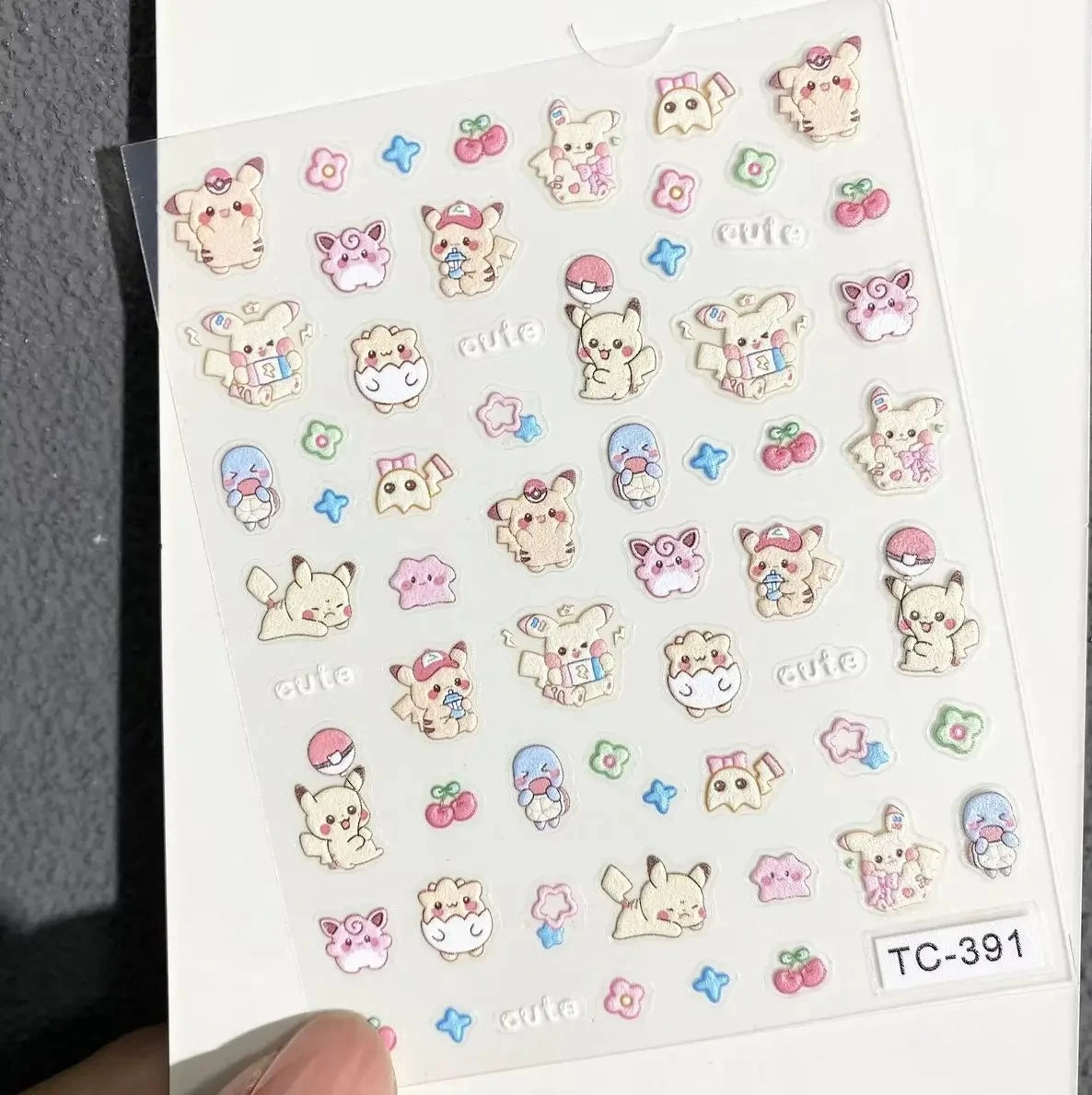 Pokemon Pikachu Nail Stickers 5D Embossed Nail Art Stickers Water Cup Phone Case DIY Deco Birthday kids Gift